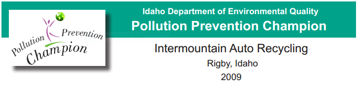 Idaho DoEQ Pollution Prevention Champion 2009